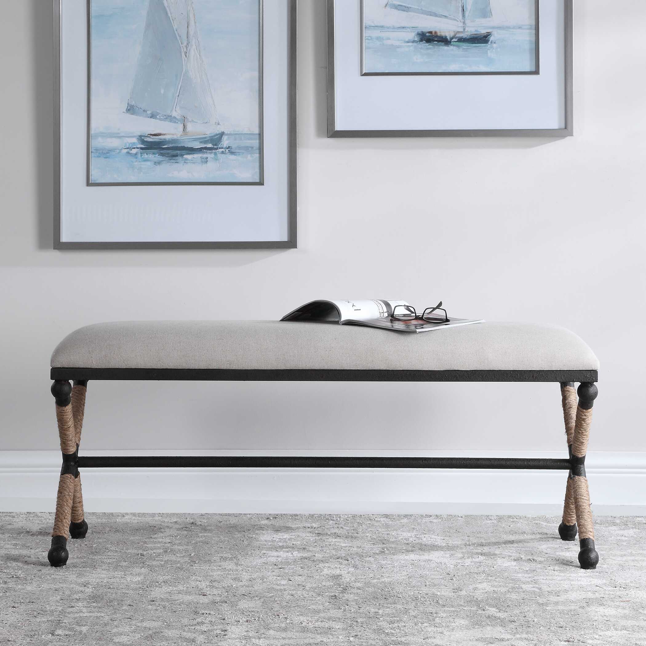 Firth Oatmeal Bench, Furniture by Uttermost, 47.75" width x 20.75" height x 16" depth View 4