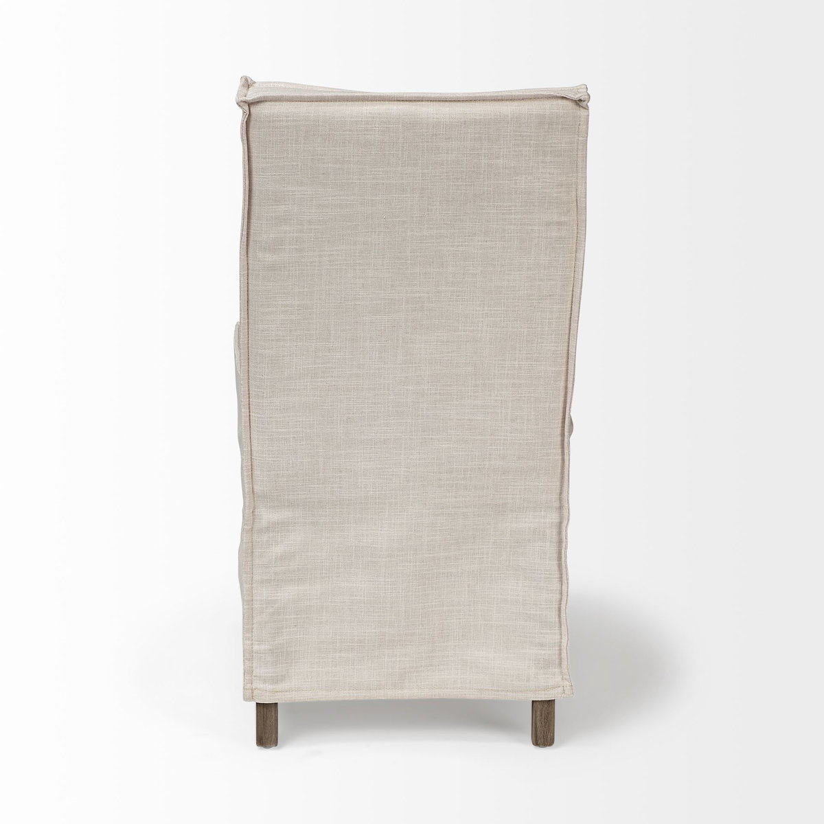 Elbert Solid Back Dining Side Chair | Cream Fabric with Brown Wood, Dining Chair by Mercana, 19.25" length x 21.75" width x 35.25" height View 8