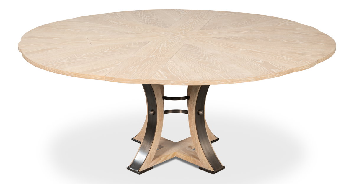 Tower Jupe Dining Table Med Bleached Oak, by Sarreid, 4'7" length x 4'7" width x 2'6" height View 11