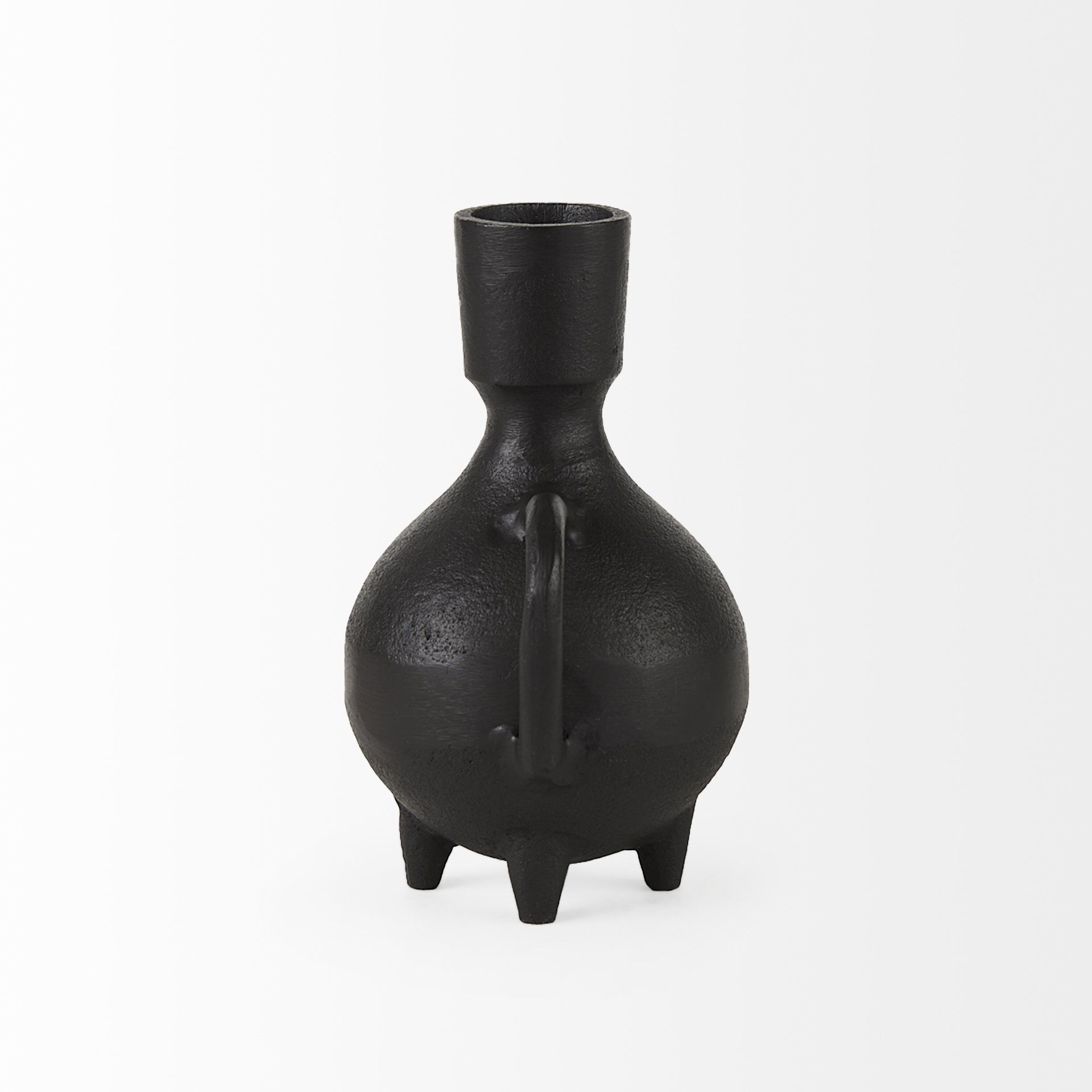Cyrus Black Spherical Vase with Flute Decorative Object, by Mercana, 5.12" length x 3.94" width x 7.48" height View 7