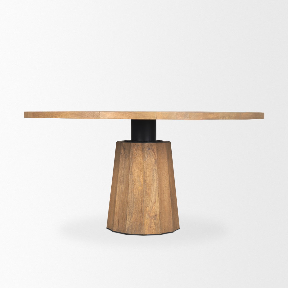 Swanson 60' Light Brown Wood Round Pedestal Dining Table, by Mercana, 60" length x 60" width x 30" height View 6