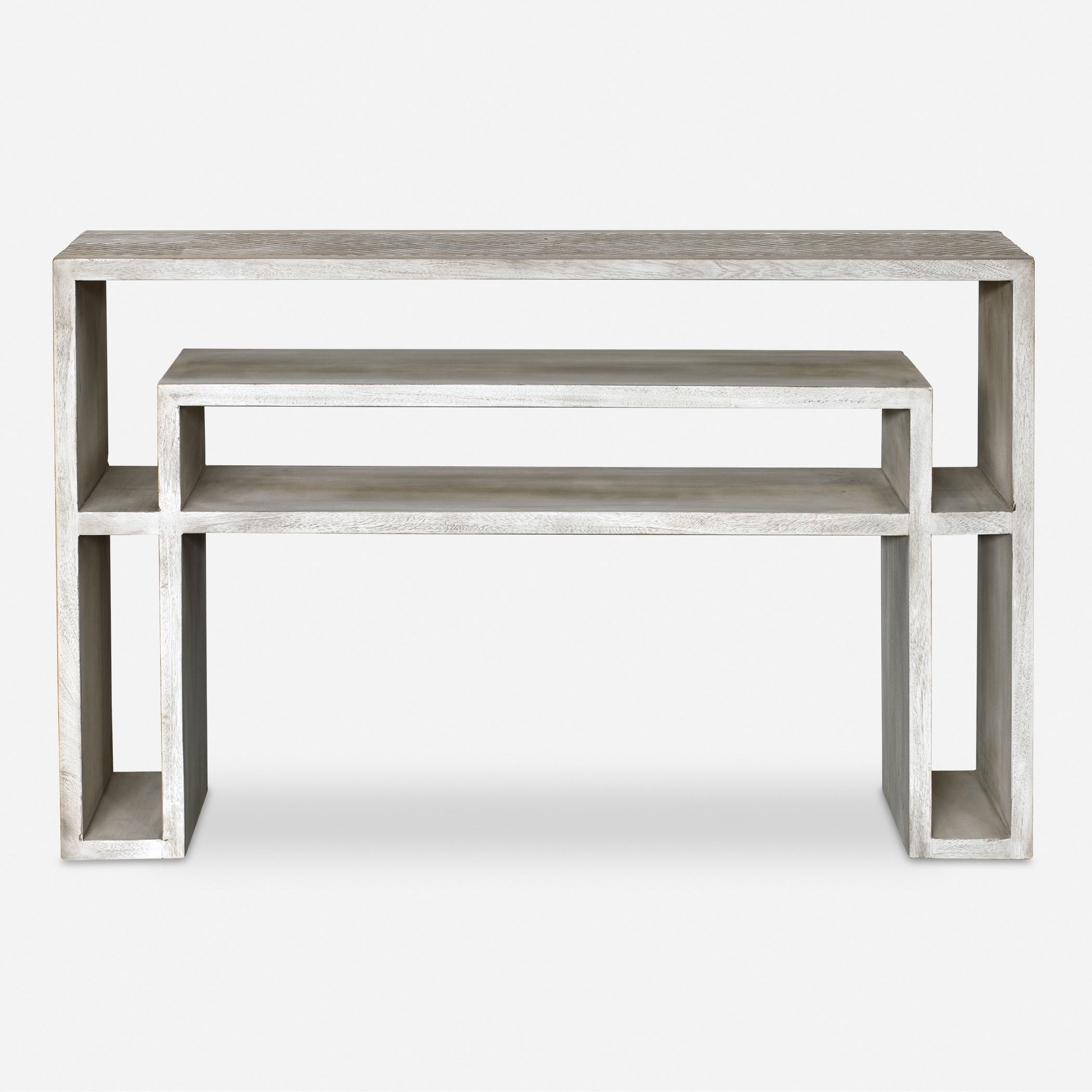 Genara Bone White Carved Console Table, Furniture by Uttermost, 48" width x 30" height x 12" depth View 1