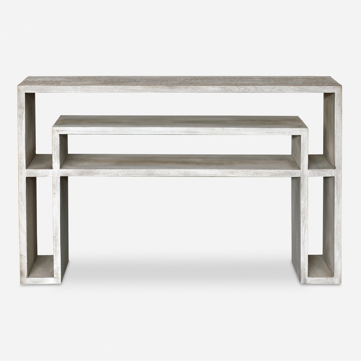 Genara Bone White Carved Console Table, Furniture by Uttermost, 48" width x 30" height x 12" depth View 1