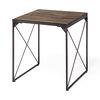 Trestman II 24' x 22.5' Square Top Medium Brown Wood and Iron Cross Braced End/Side Table, Side & End Table by Mercana, 24" length x 24" width x 22.5" height thumbnail 1