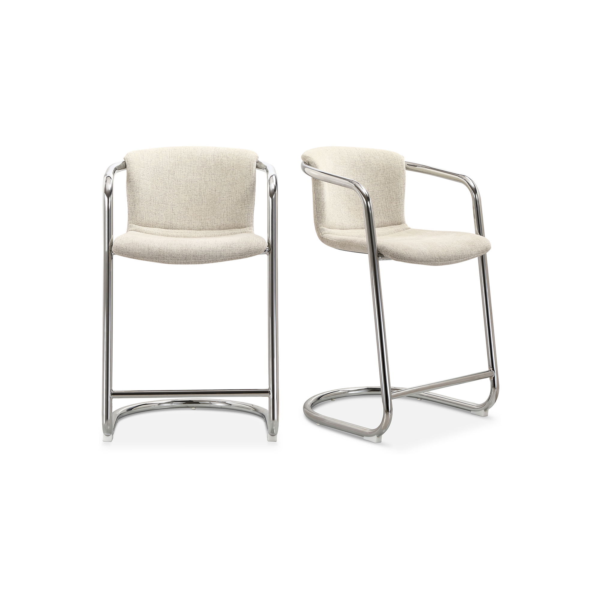 Freeman Chrome Frame Counter Stool Blended Cream - Set Of Two large image 