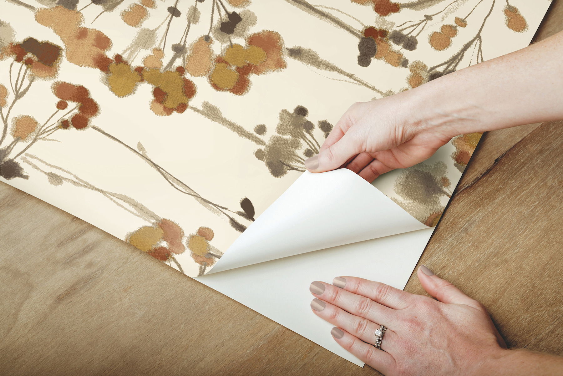 Flourish Burnt Orange Peel & Stick Wallpaper large image 