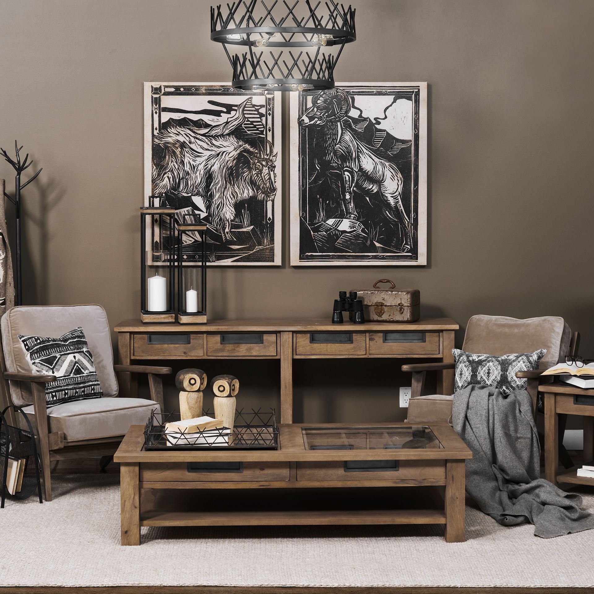 Harrelson III 72L x 18W Brown Wood 4 Drawer Console Table, by Mercana, 72" length x 18" width x 30" height View 2