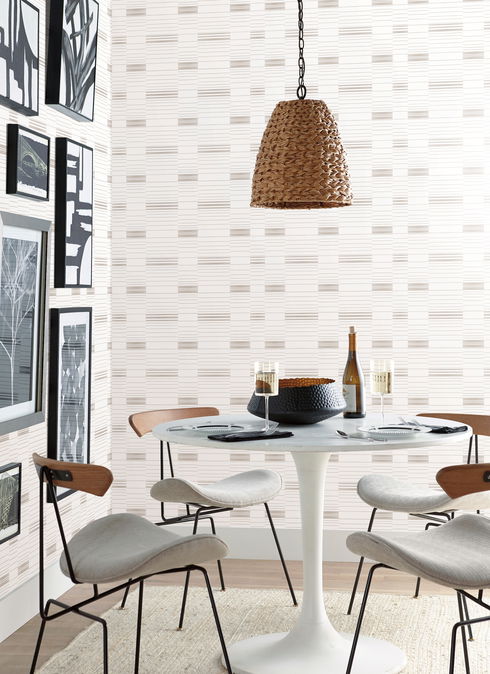Beige & White Dashing Stripe Wallpaper