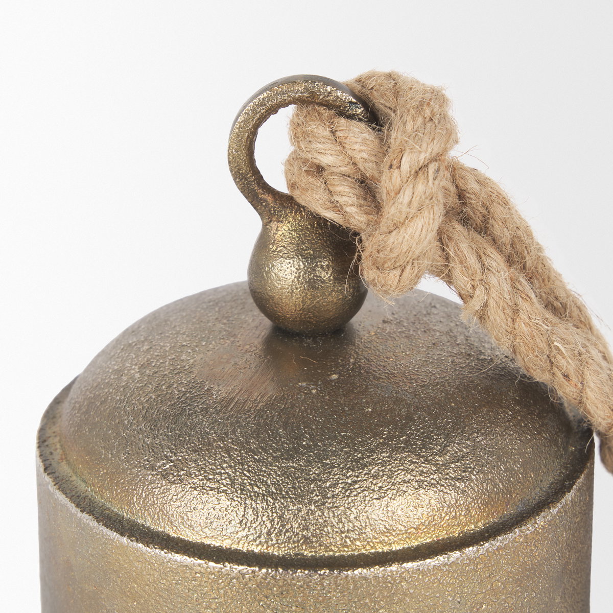Quincy Medium Gold Metal Decorative Bell Object, Decorative Object by Mercana, 4.75" length x 4.75" width x 7" height View 8