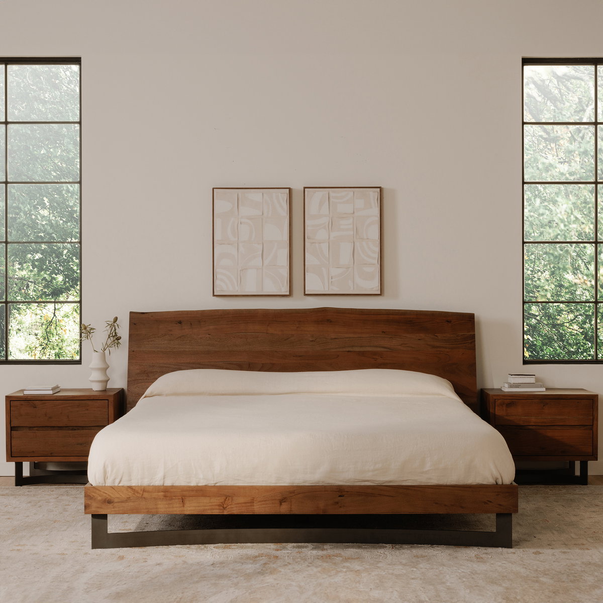 Bent King Size Bed Brown, by Moe's Home, 87" width x 42" height x 89" depth View 10