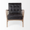 Phineas Black Leather with Brown Wooden Frame Accent Chair thumbnail 4