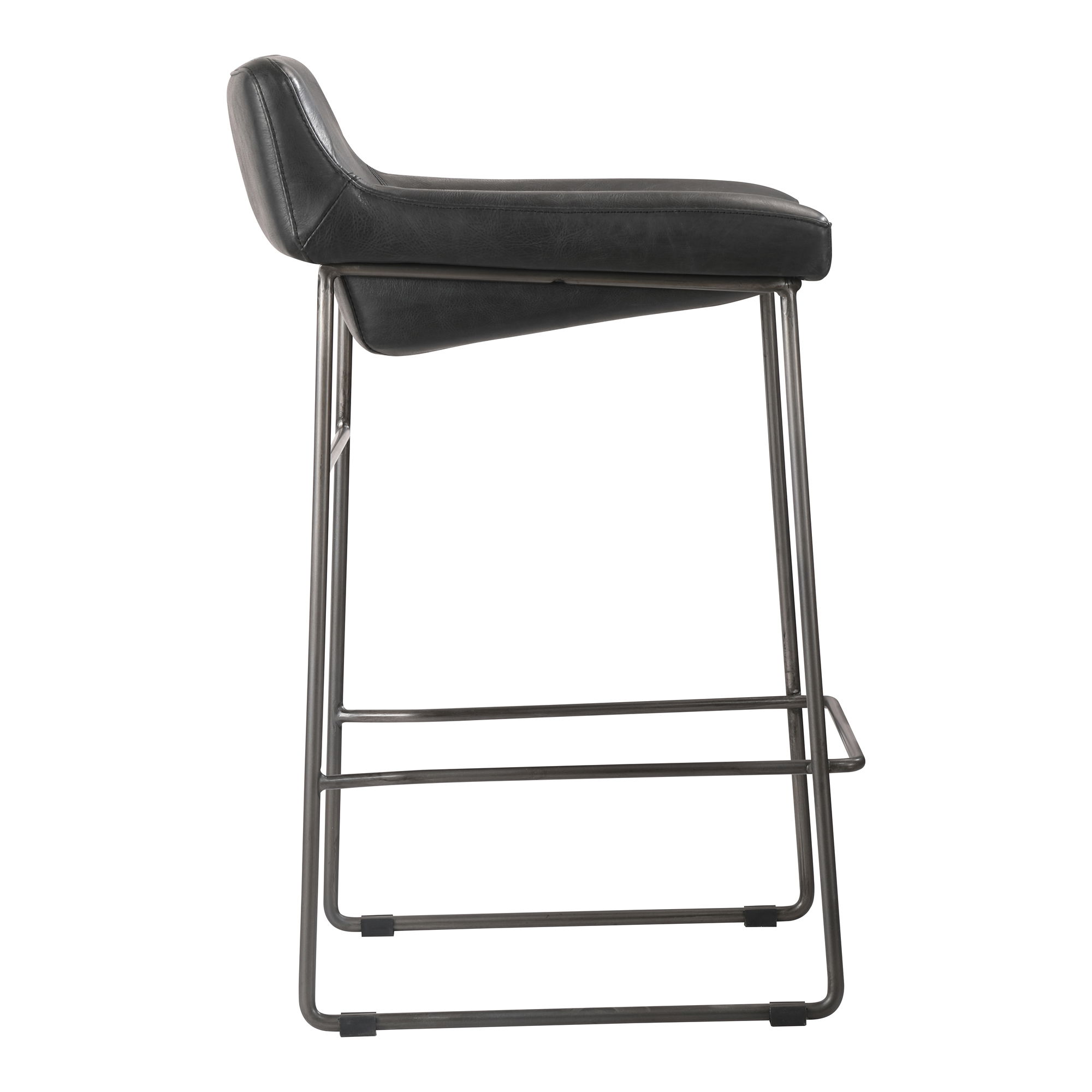 Starlet Counter Stool Onyx Black Leather - Set Of Two, Counter & Bar Stool by Moe's Home, 17" width x 32" height x 20" depth View 6