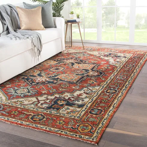 Revere Hand-Knotted Wool Red/Beige Area Rug