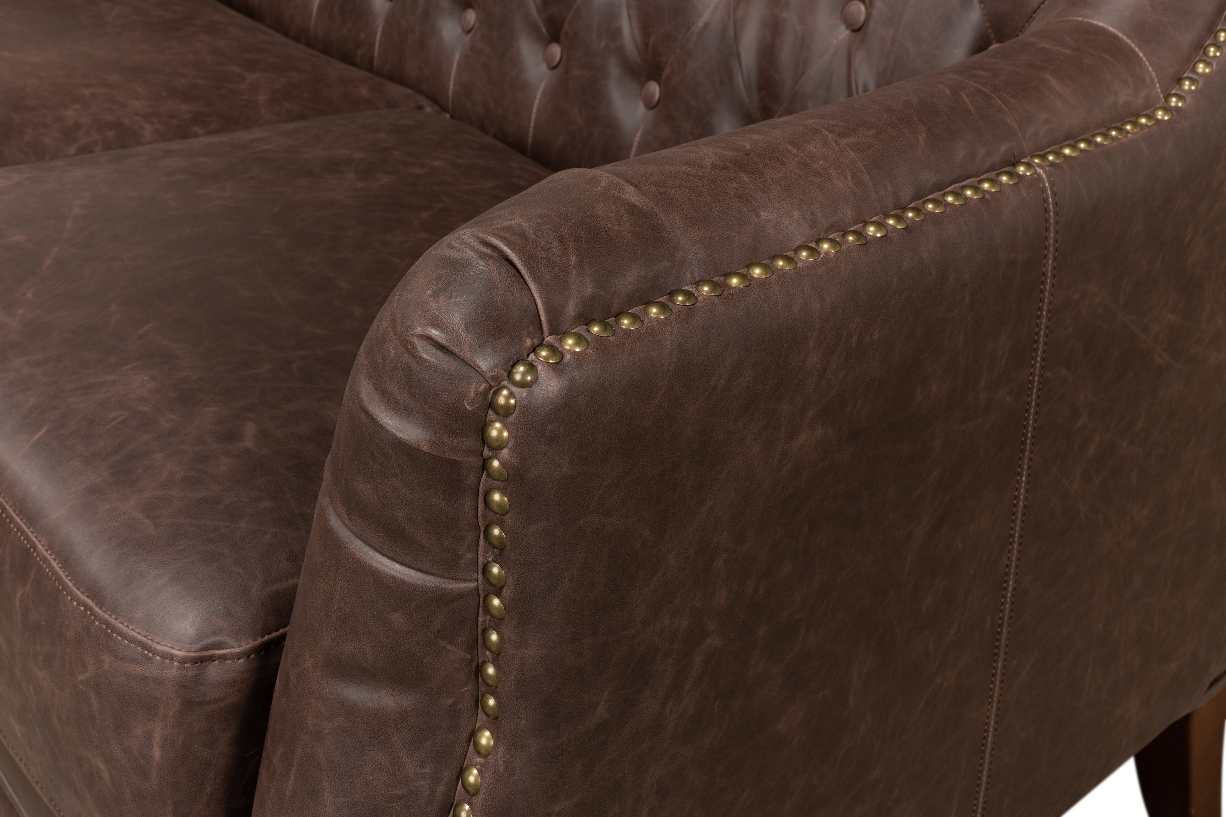 Brooks Leather Tufted 2 Seat Sofa, Sofas & Sectional by Sarreid, 54" length x 32" width x 33" height View 5