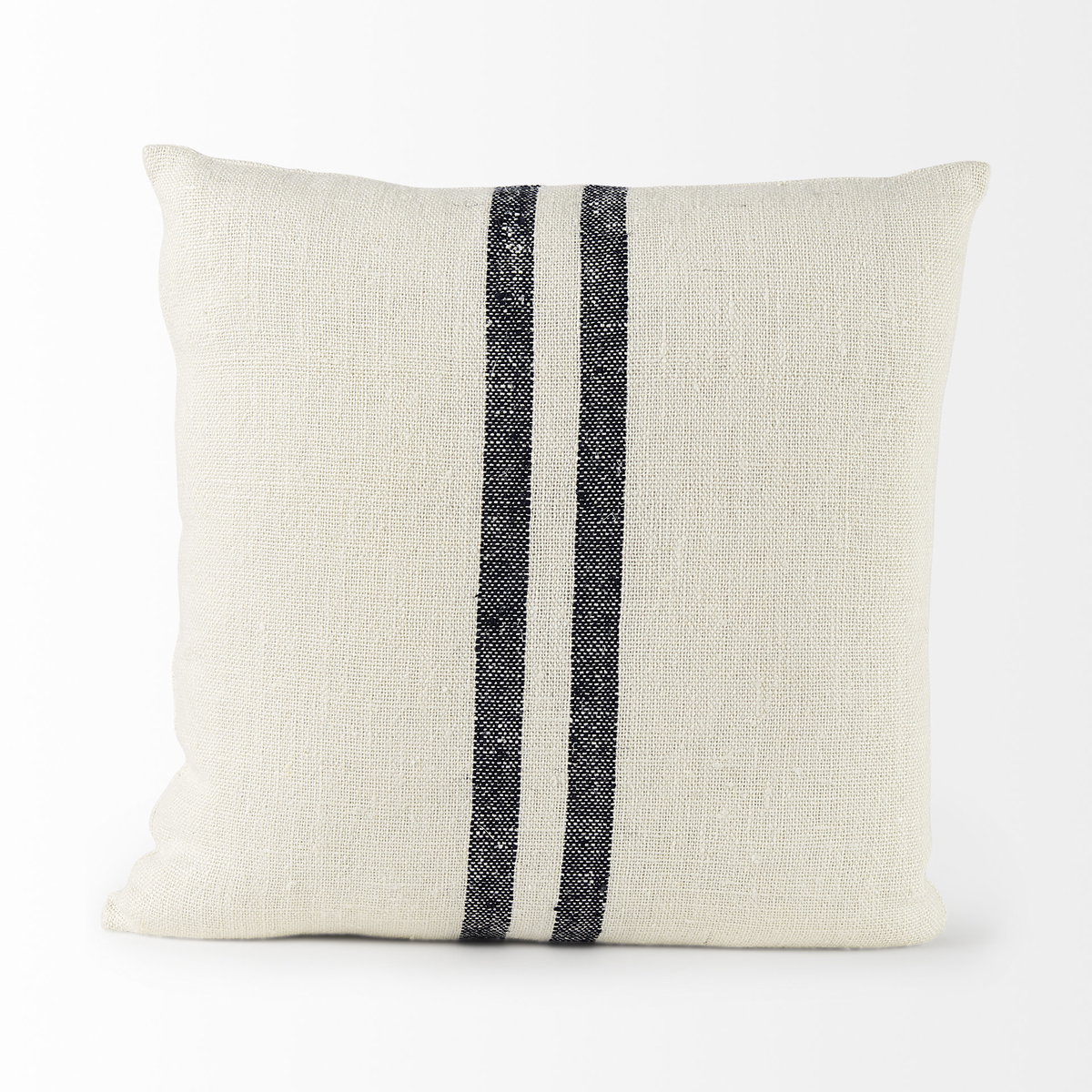 Sandra 18 x 18 Beige With Blue Stripes Decorative Pillow Cover, by Mercana, 18" length x 18" width x 0.2" height View 3