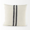 Sandra 18 x 18 Beige With Blue Stripes Decorative Pillow Cover, by Mercana, 18" length x 18" width x 0.2" height thumbnail 3