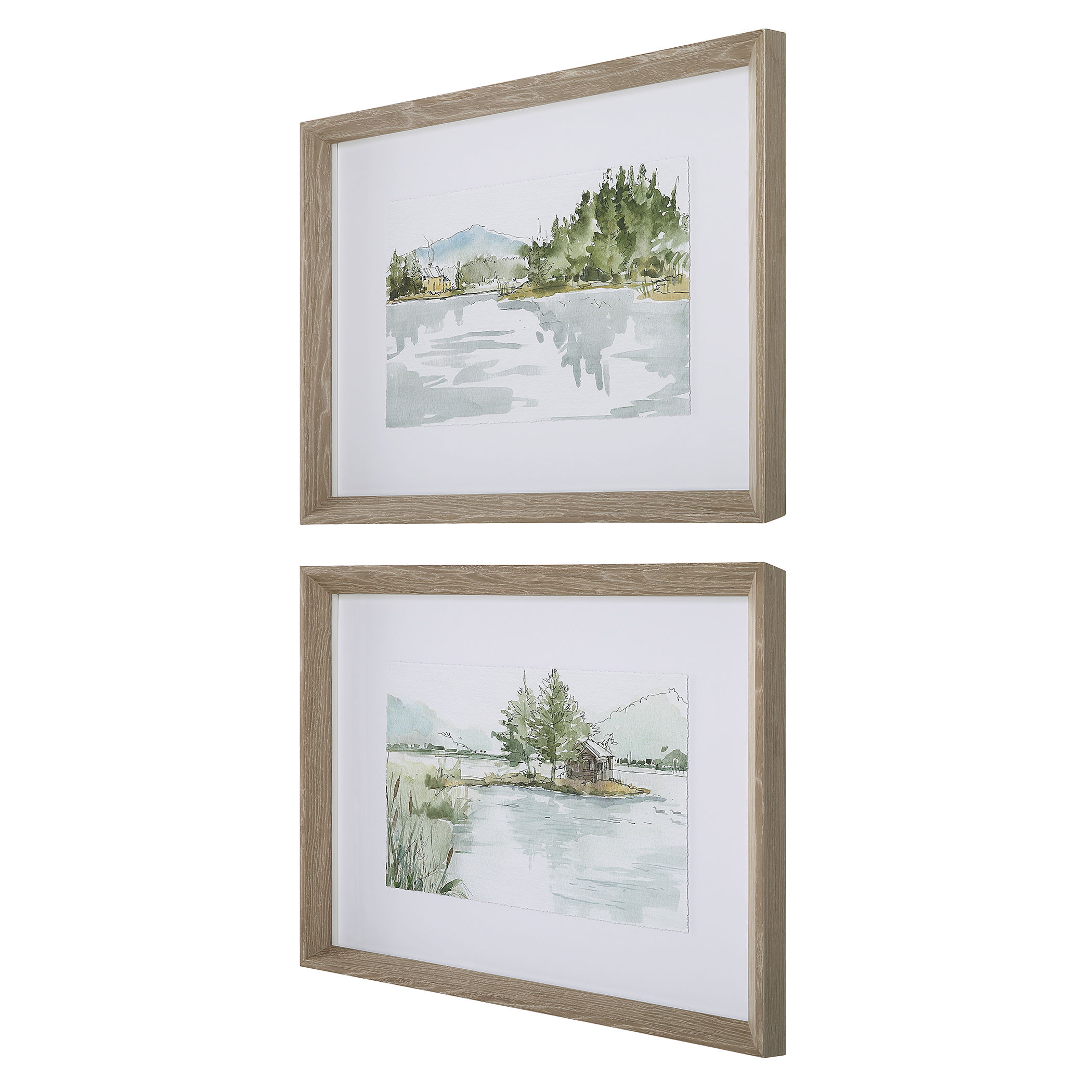 Serene Lake Framed Prints, Set/2 large image 