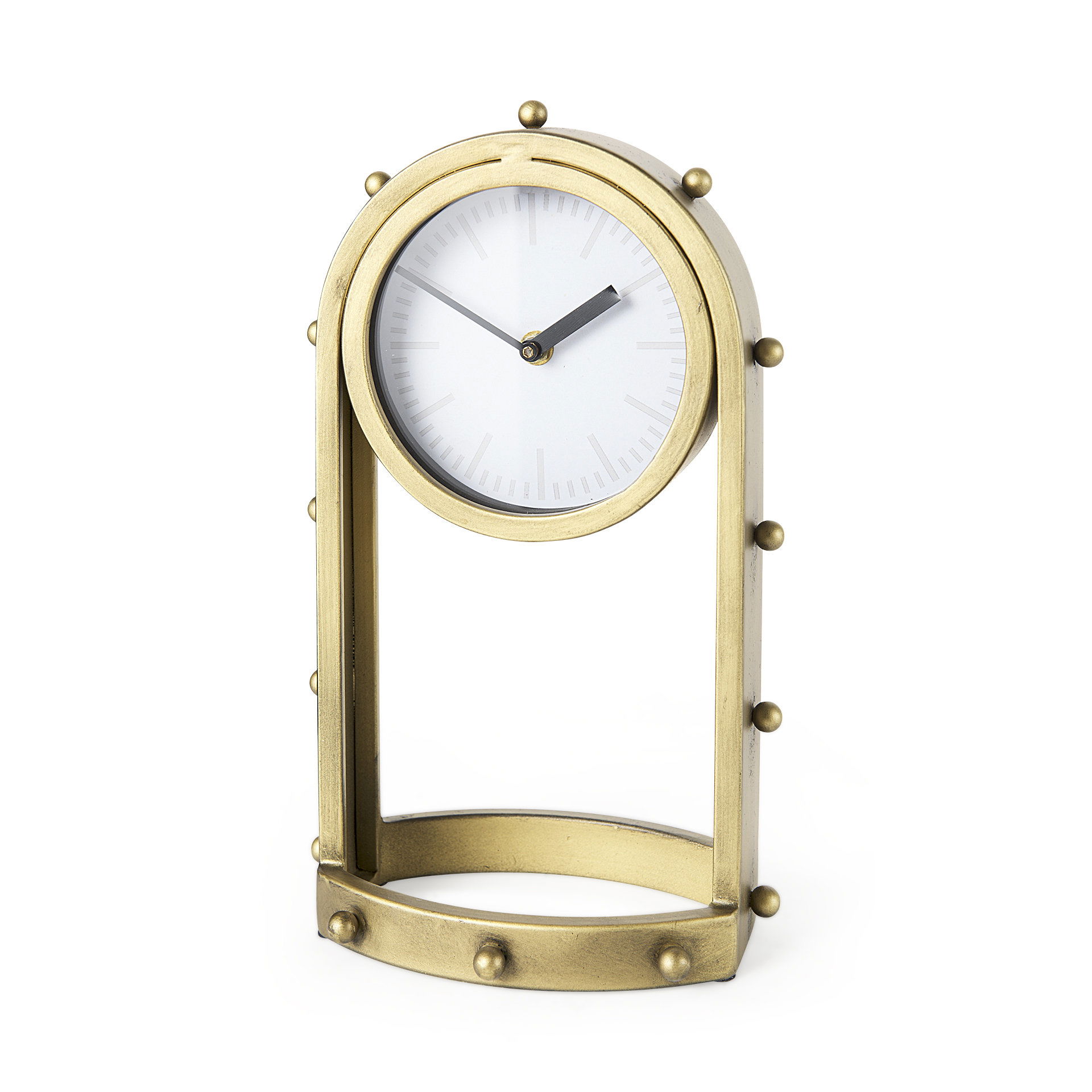 Marian  Gold Studded Table Clock, by Mercana, 7.48" length x 5.71" width x 12.99" height View 1