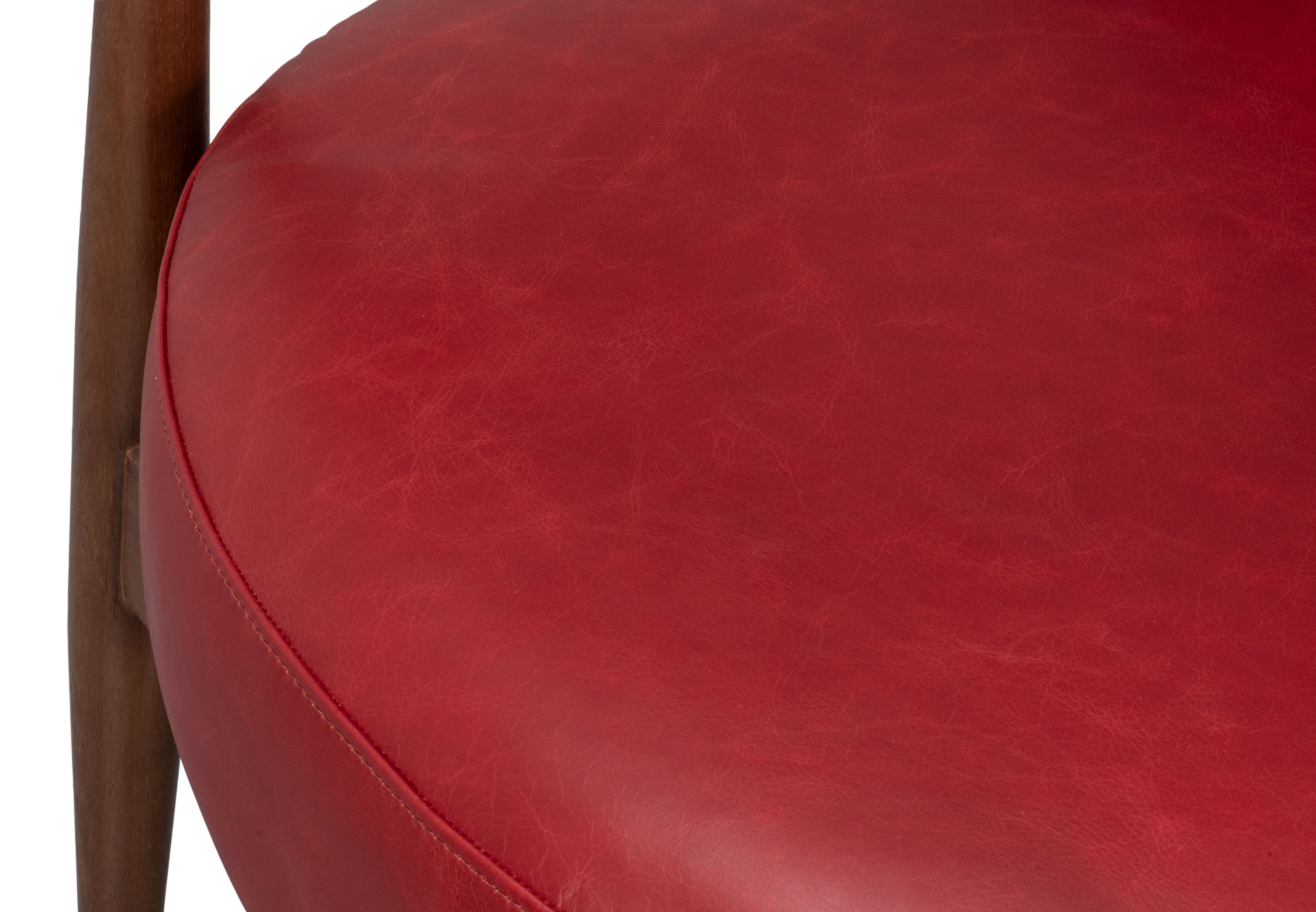 Pindar Armchair, Leather, New Rouge,Red, Seating by Sarreid, 30" length x 31" width x 30" height View 8