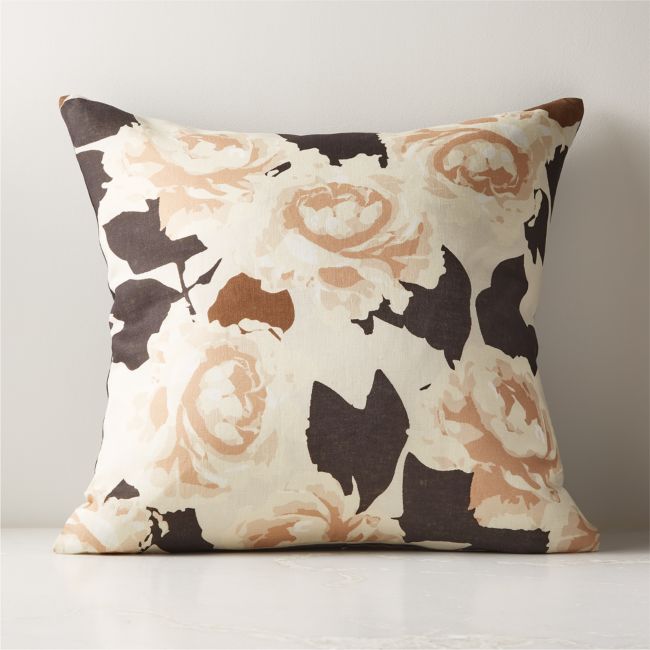 Online Designer Combined Living/Dining 23" Ayana Floral Throw Pillow with Feather-Down Insert