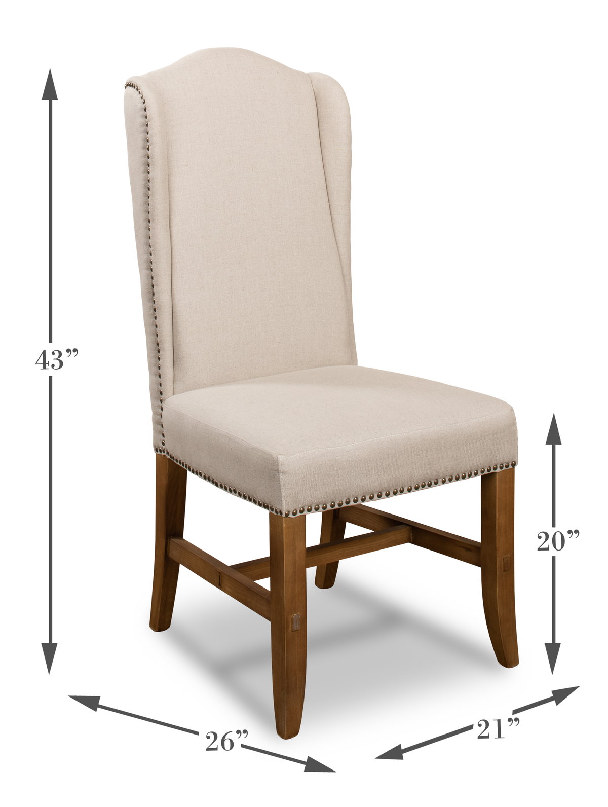 High Back Dining Chair, by Sarreid, 2'2" length x 1'9" width x 3'7" height View 15
