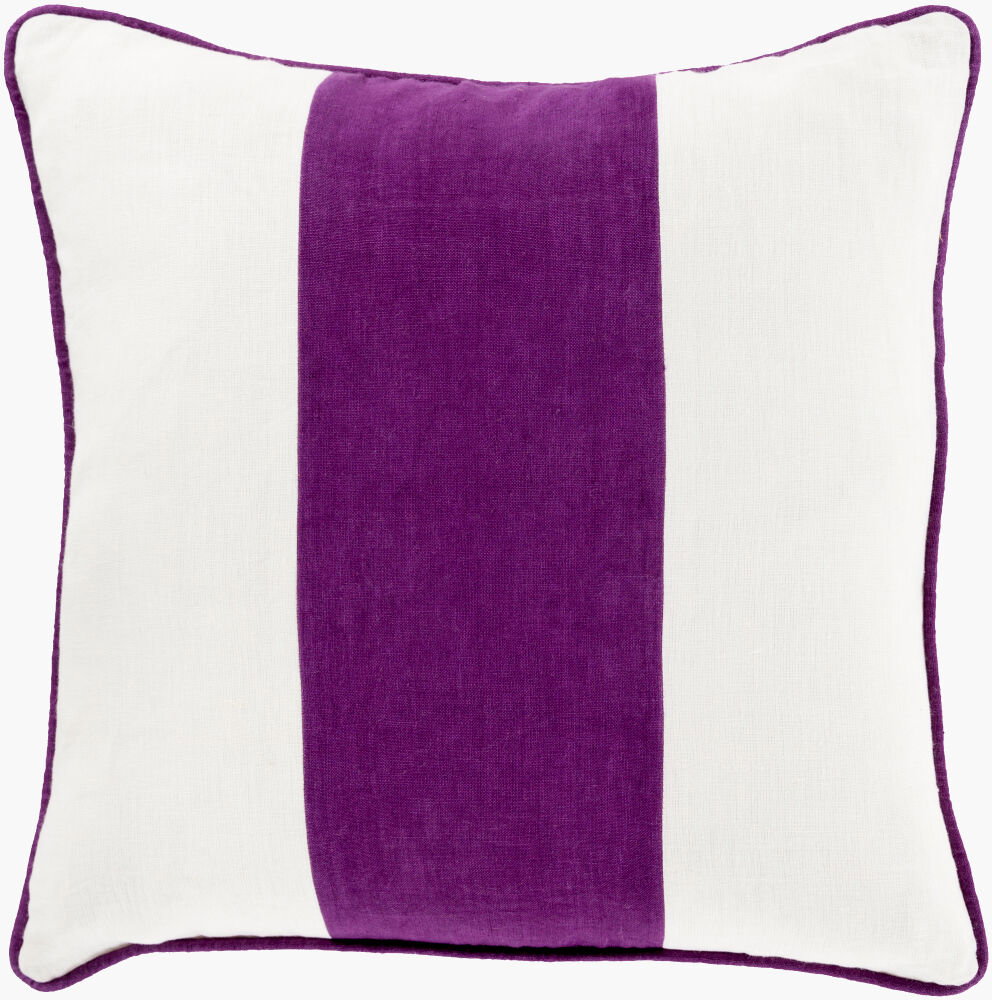 Linen Stripe Accent Pillow Poly, Decorative Pillow by Surya, 18" length x 18" width