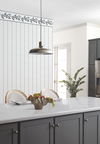 In Stitches Stripe Navy & Cream Wallpaper thumbnail 3