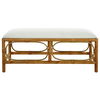 Laguna White Fabric Rattan Bench, Furniture by Uttermost, 48" width x 20.5" height x 16" depth thumbnail 1