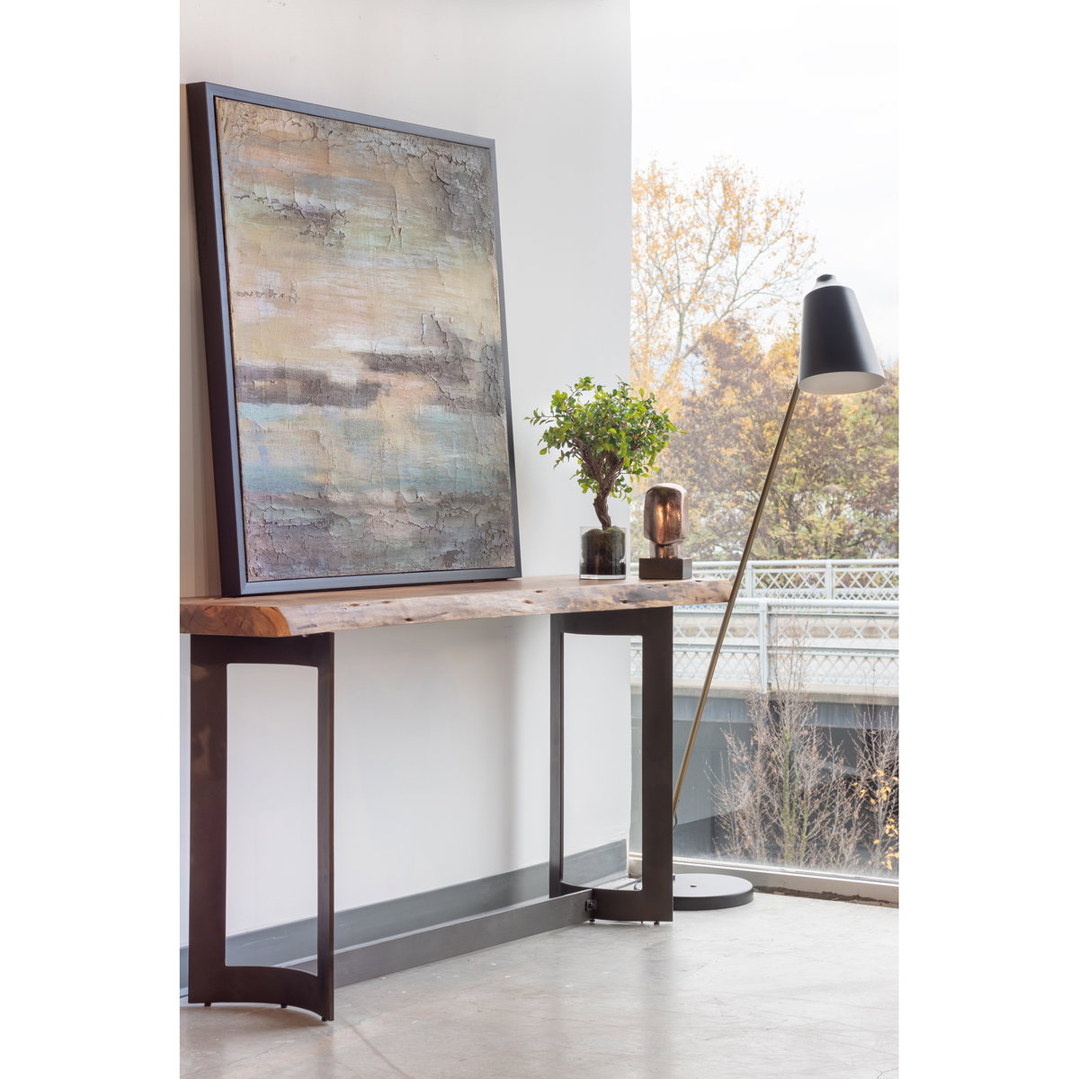 Bent Console Table Brown, by Moe's Home, 68" width x 32" height x 16" depth View 6