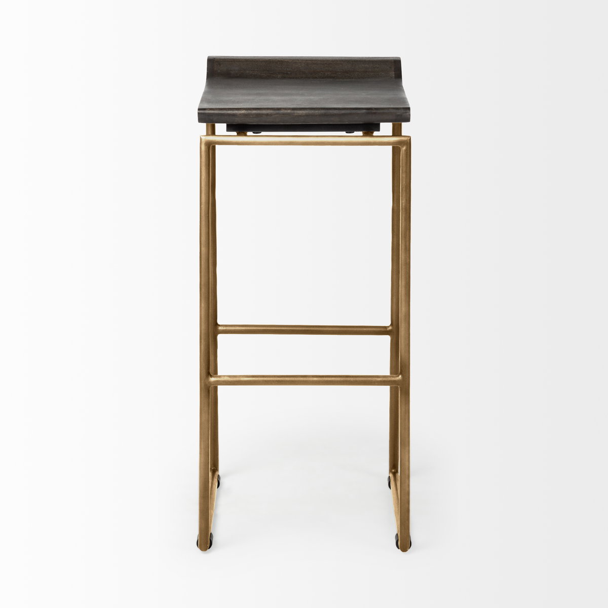Givens Low Back 32in Seat Bar Stool | Brown Wood with Gold Metal, Counter & Bar Stool by Mercana, 14.1" length x 15.8" width x 32" height View 4