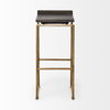 Givens Low Back 32in Seat Bar Stool | Brown Wood with Gold Metal, Counter & Bar Stool by Mercana, 14.1" length x 15.8" width x 32" height thumbnail 4