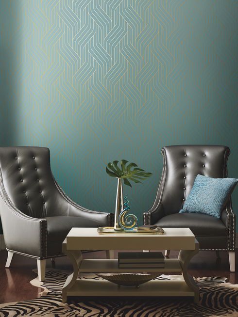Ebb & Flow Blue & Gold Wallpaper