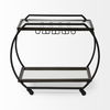 Chriselle Black Metal And Glass Two Tier Bar Cart, Bar Carts & Cabinet by Mercana, 38" length x 18.5" width x 32.5" height thumbnail 4