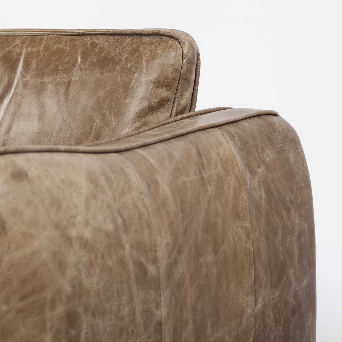 Cobain I 84' Brown Leather Two Seater Sofa, Sofas & Sectional by Mercana, 83.5" length x 34.5" width x 33.5" height View 7