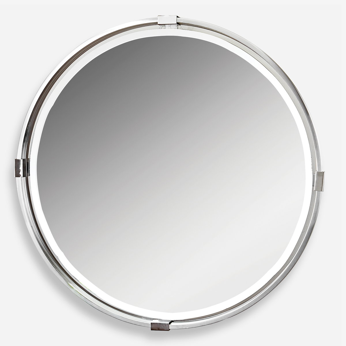 Tazlina Brushed Nickel Round Mirror, by Uttermost, 29.5" width x 29.5" height x 2" depth View 1
