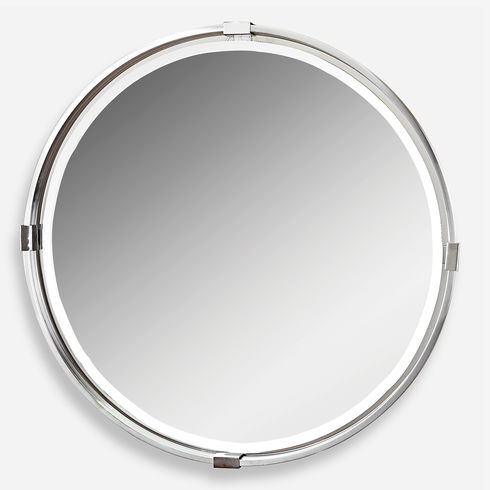 Tazlina Brushed Nickel Round Mirror