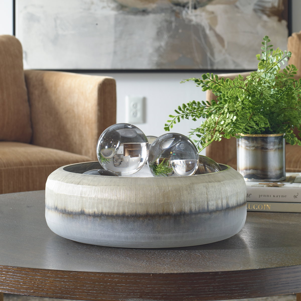Ombra Modern Bowl, Decorative by Uttermost, 14.5" width x 4.9" height x 14.5" depth View 2