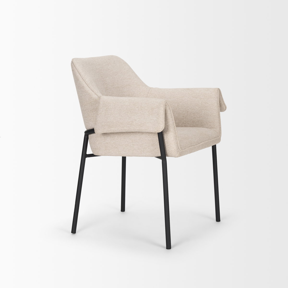 Brently Curved Back Dining Arm Chair | Oatmeal Fabric with Metal, Dining Chair by Mercana, 24.5" length x 29.5" width x 32.5" height View 11