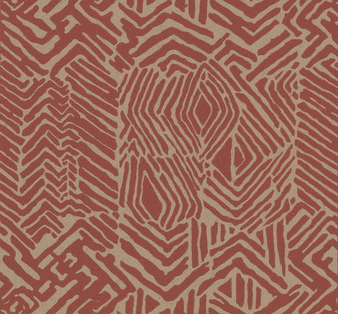 Tribal Print Red & Tan Wallpaper