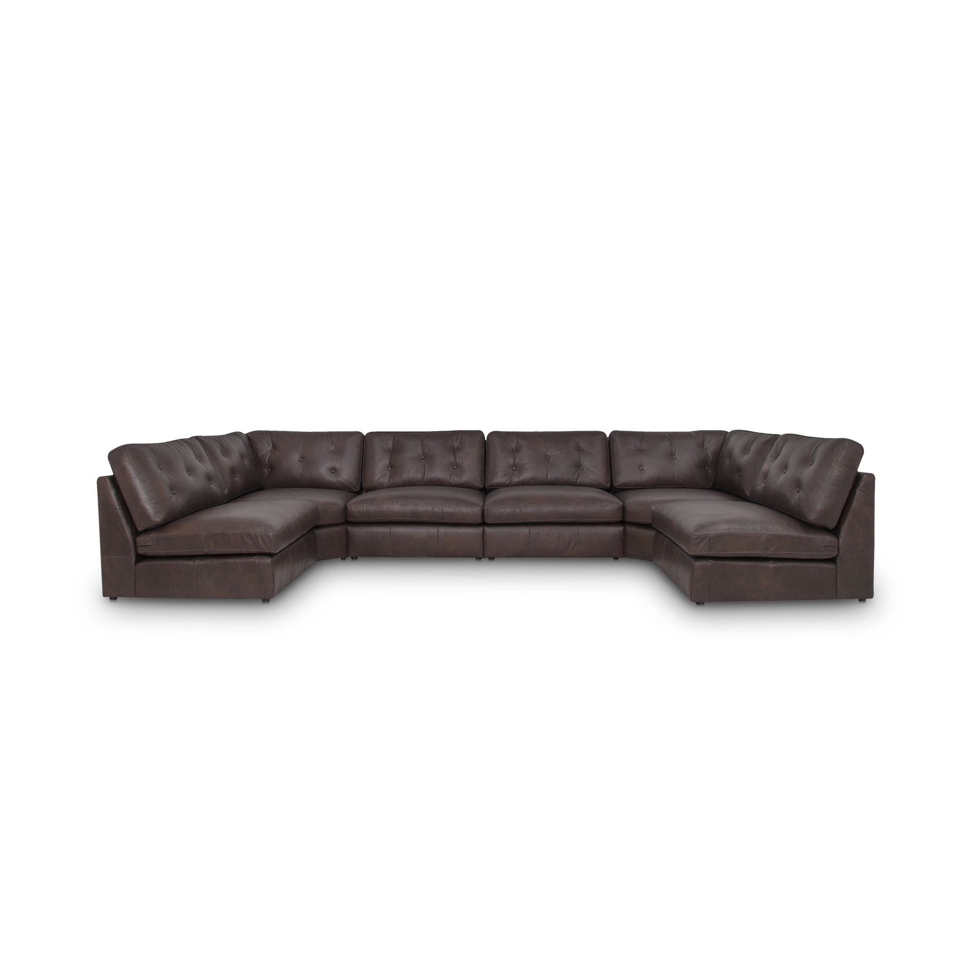 Thurlow U Shaped Modular Armless Sectional   espresso Brown Leather, Sectional Sofa by Moe's Home, 165.4" width x 33" height x 82.7" depth View 1