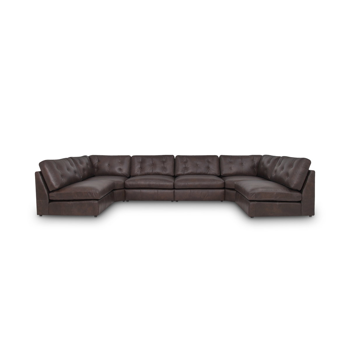 Thurlow U Shaped Modular Armless Sectional   espresso Brown Leather, Sectional Sofa by Moe's Home, 165.4" width x 33" height x 82.7" depth View 1