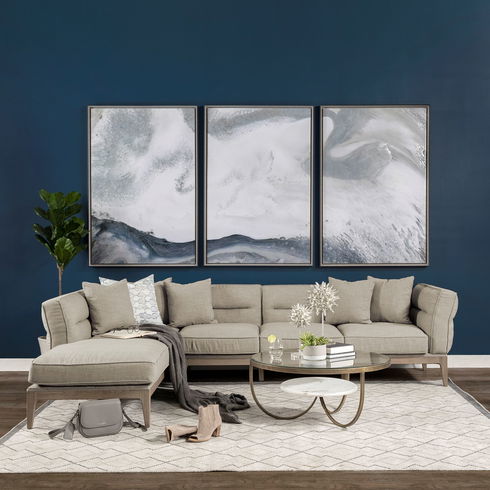 Denali IV 121" Beige Upholstered Wooden Frame Left Four Seater Sectional