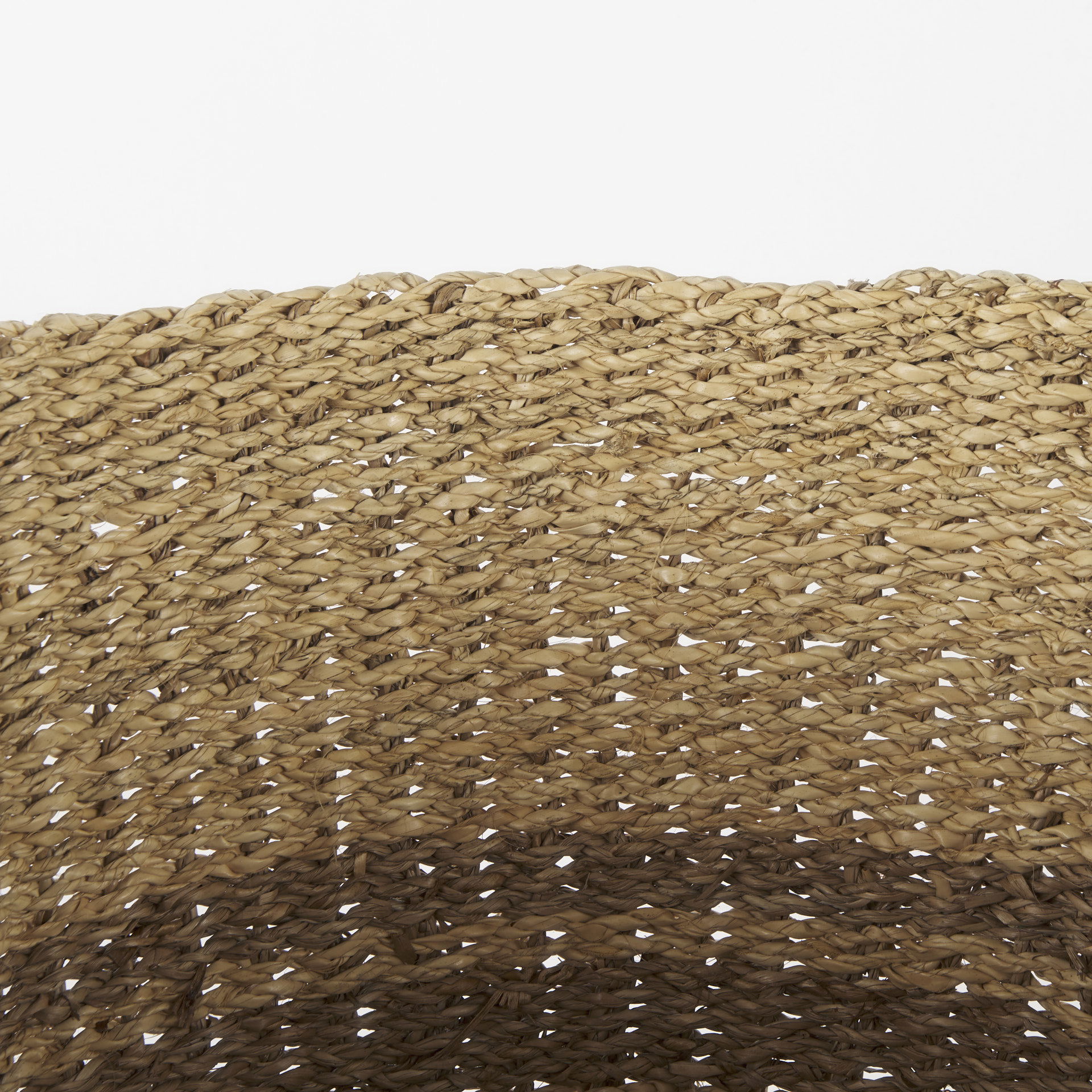 Vance  Light Brown Palm Leaf and Seagrass Round Basket with Handles large image 