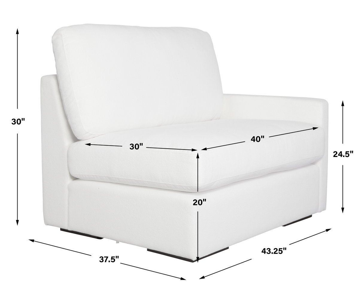 REFUGE SOFA, RIGHT ARM FACING, ARCTIC WHITE, Furniture by Uttermost, 43.25" width x 30" height x 37.5" depth View 3