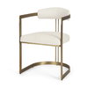 Hollyfield Curved Back Dining Arm Chair | Cream Fabric with Gold Iron, Dining Chair by Mercana, 20.47" length x 21.26" width x 29.53" height thumbnail 1