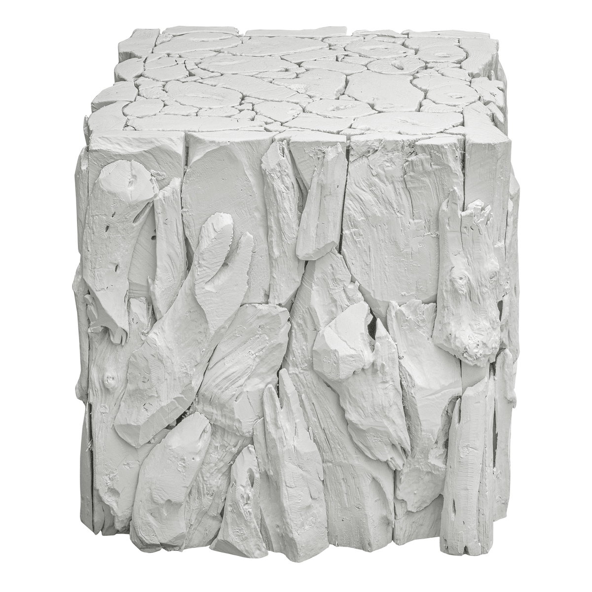 Teak Root White Bunching Cube, Side & End Table by Uttermost, 16.5" width x 18.5" height x 16.5" depth View 1