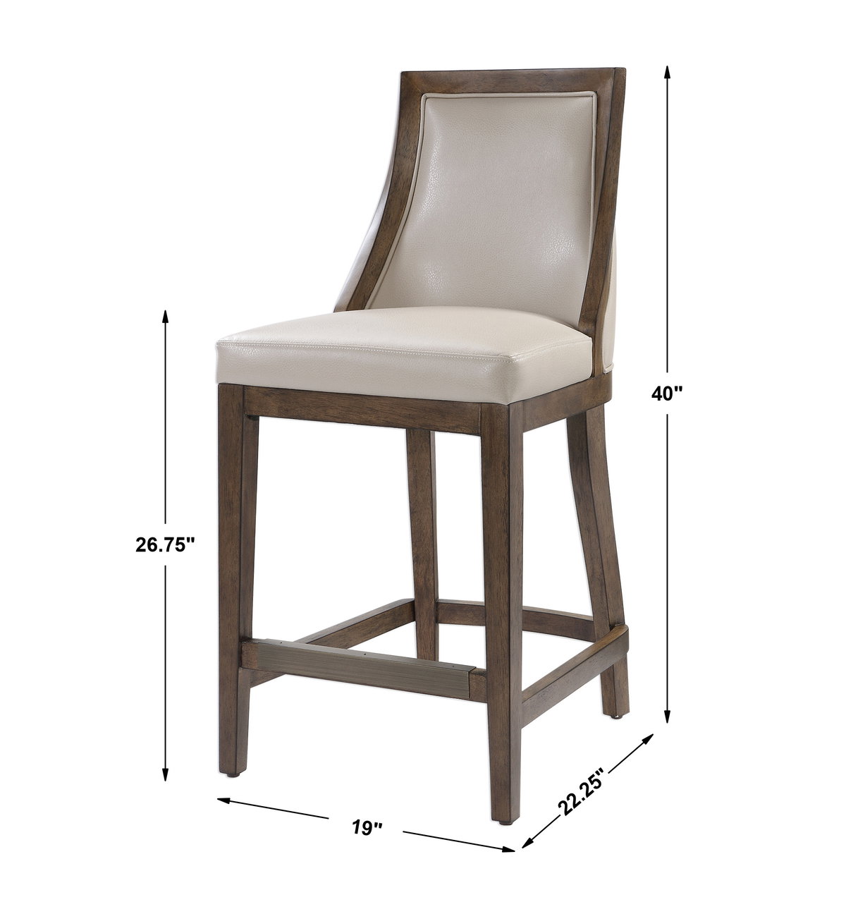 Purcell Leather Counter Stool, Counter & Bar Stool by Uttermost, 19" width x 40" height x 22" depth View 3