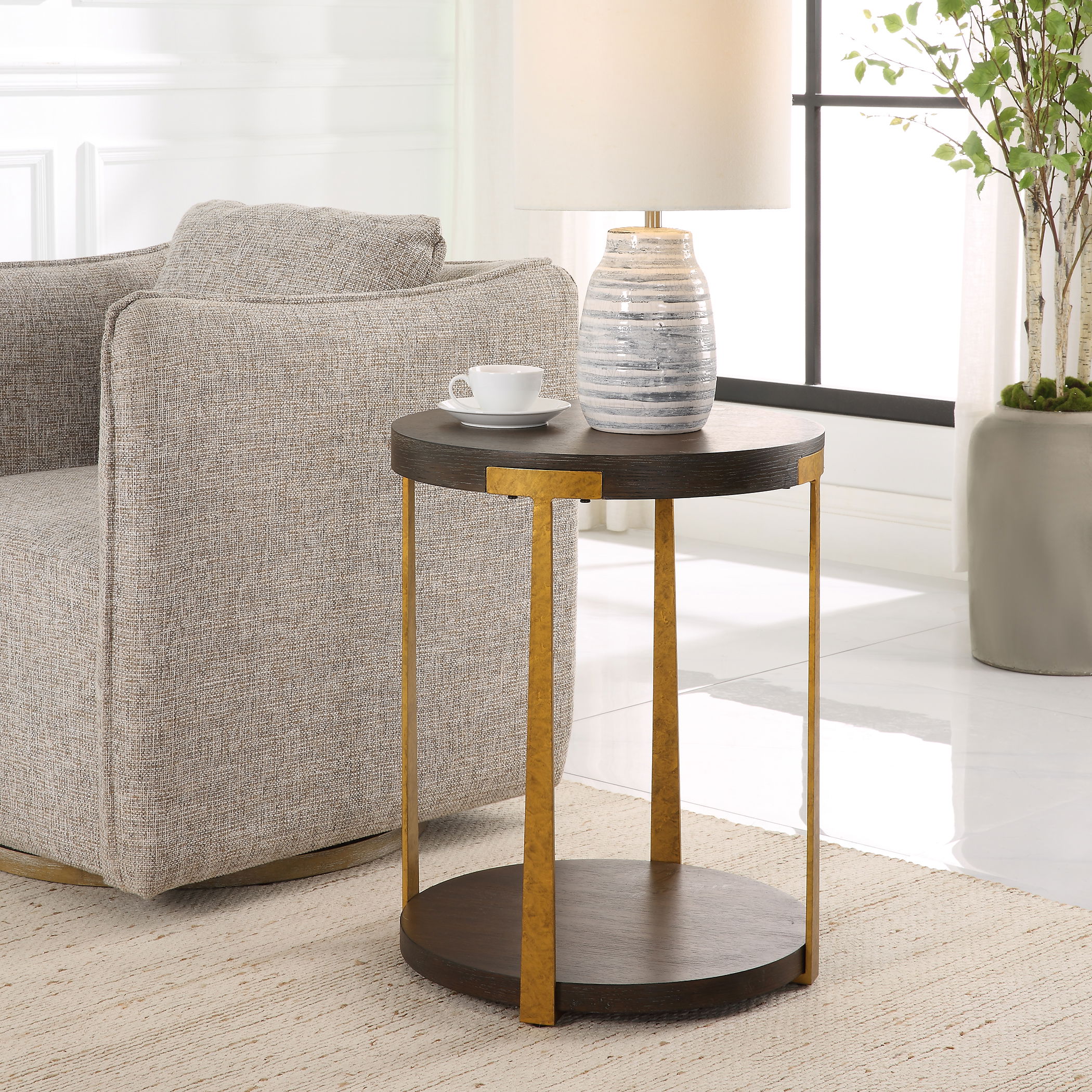 Palisade Round Wood Side Table large image 