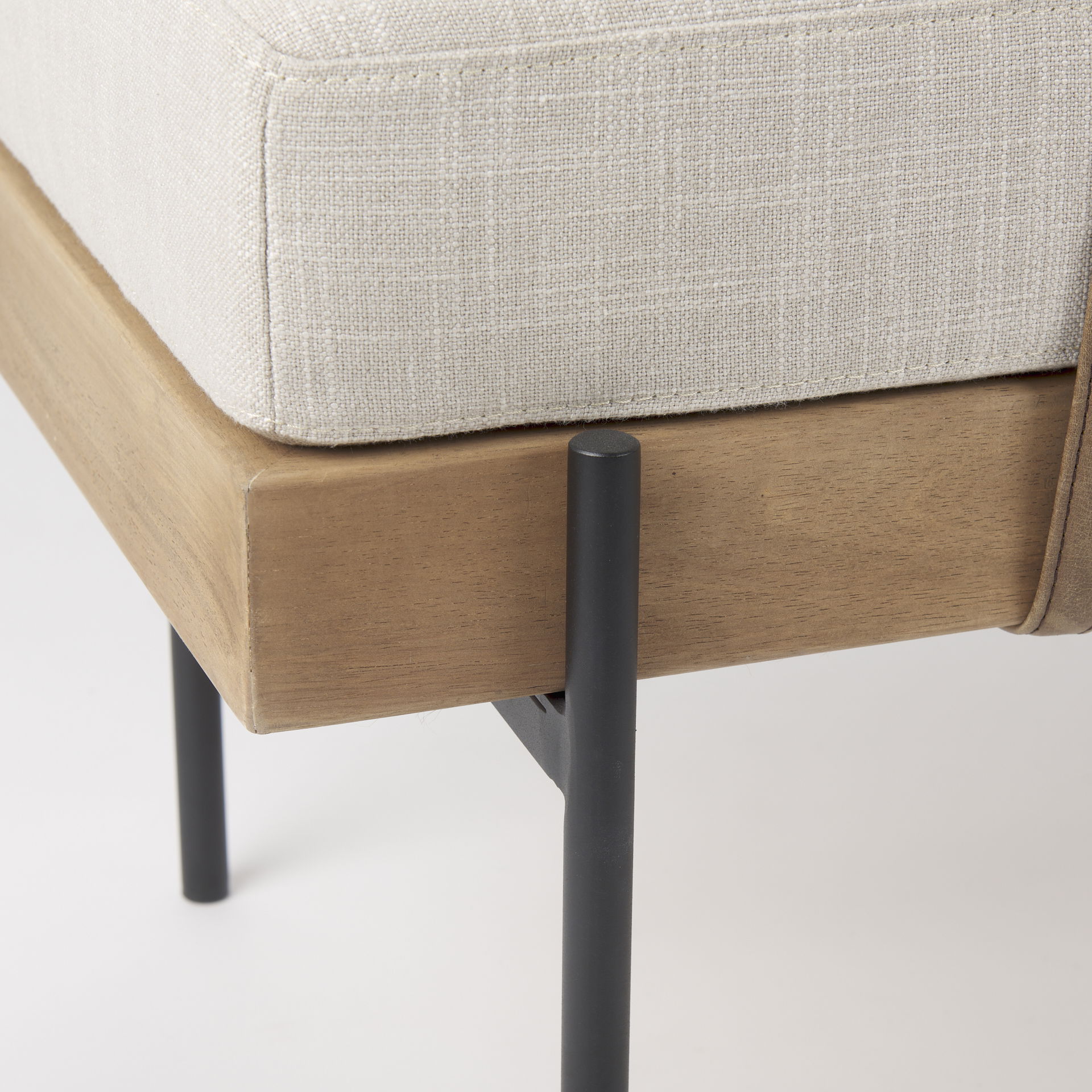 Colburne Cream Fabric with Brown Wood Bench large image 