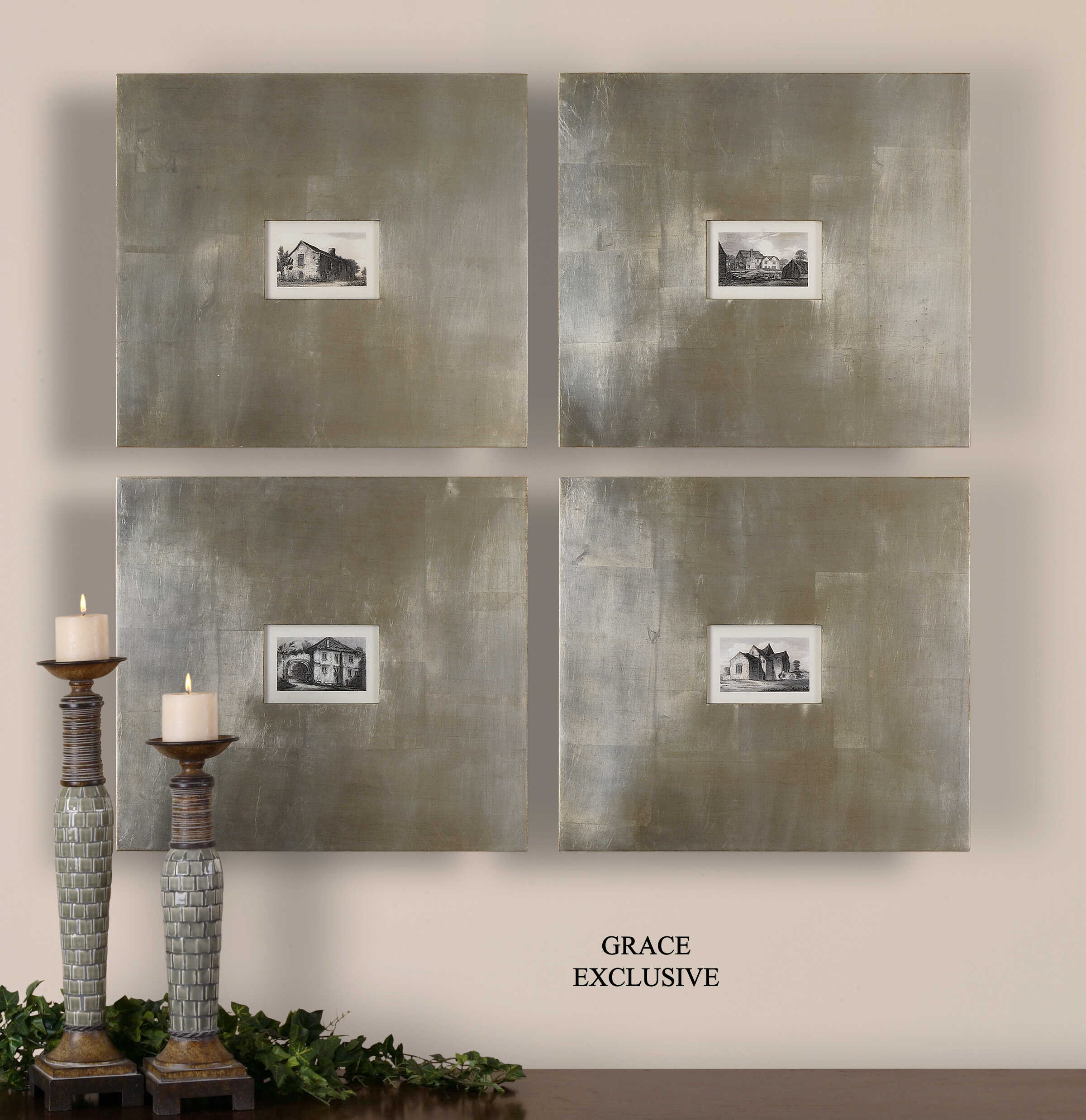 Historical Buildings Framed Art Set/4, Painting by Uttermost, 23.12" width x 21.12" height x 0.5" depth View 4